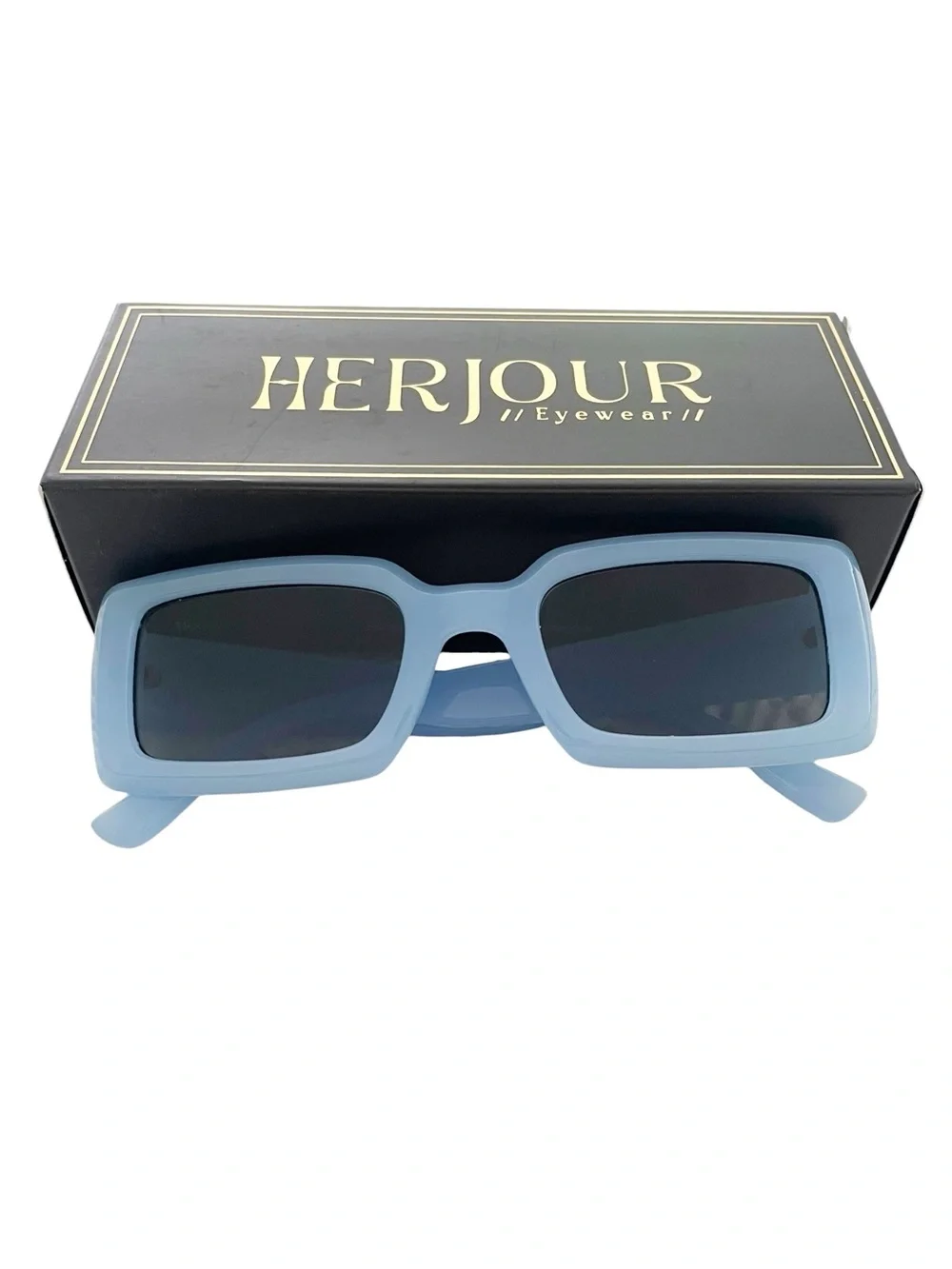 Vintage 90's Square Sunglasses Thick Frame Baby Blue Jelly